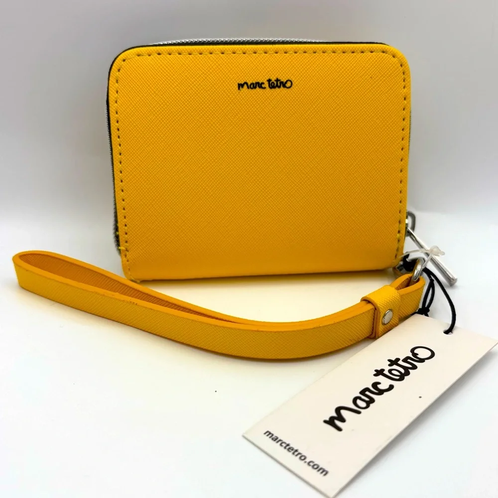 Marc Tetro Dachshund Dog Yellow Zipper Wallet NWT